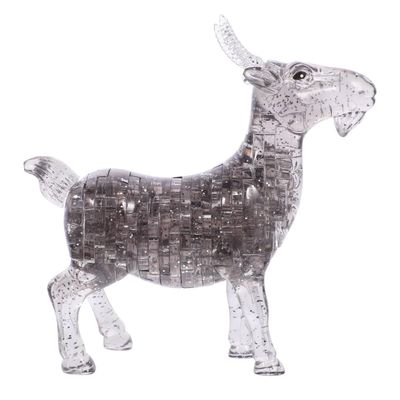 3D Crystal Goat Jigsaw Puzzle: Brain Teaser Toy for Kids 12 and Up - Self-Assembled Animal Decoration in Grey