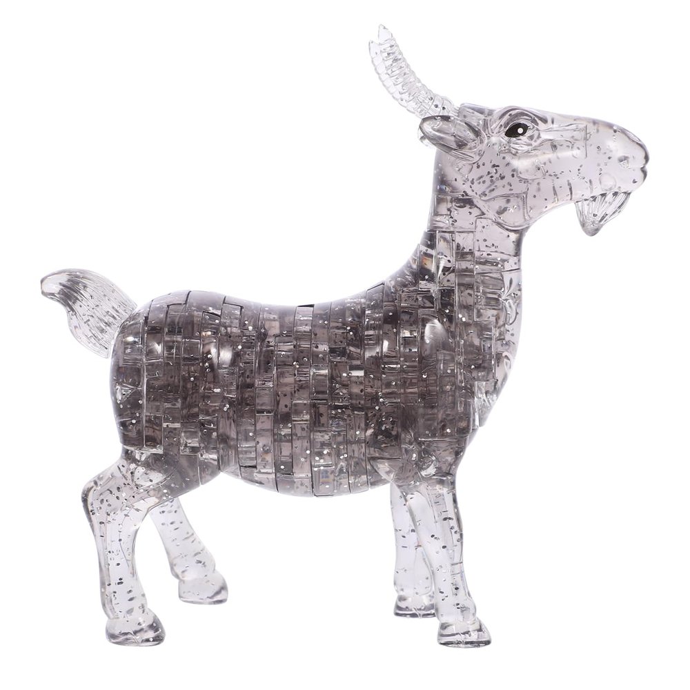 3D Crystal Goat Jigsaw Puzzle: Brain Teaser Toy for Kids 12 and Up - Self-Assembled Animal Decoration in Grey