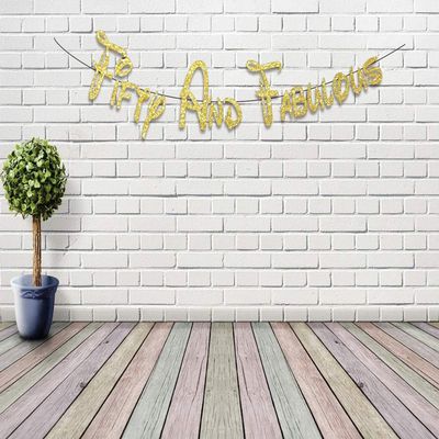 Gold Glittery Banner Years Birthday Banner Fifty And Fabulous Photo Prop Happy Birthday Sign Anniversary Celebrate Decor Glitter Party Decoration Supplies