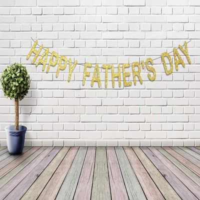 Gold Glittery Banner Years Birthday Banner Happy Father'S Day Photo Prop Happy Birthday Sign Anniversary Celebrate Decor Glitter Party Decoration Supplies