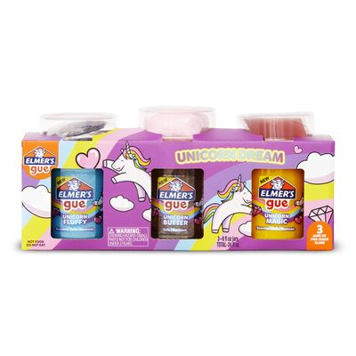 Elmers Gue Premade Slime Unicorn Dream Slime Kit Includes Fun Unique Add-Ins Variety Pack 3 Count