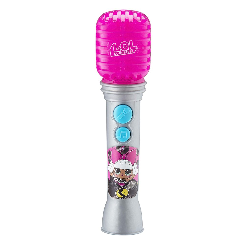 eKids LOL Surprise OMG Remix Toy Microphone for Kids with Built in Music and Flashing Lights, Musical Toy Designed for Fans of LOL Surprise Toys for Girls Pink Small