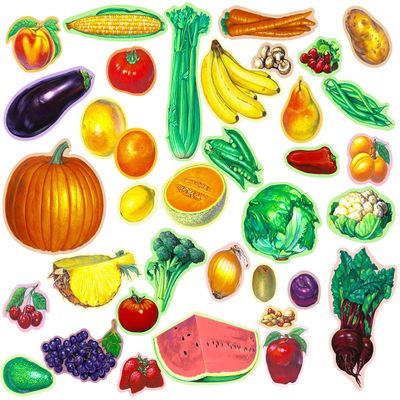 Story Time Felts 36 Piece Fruit, Nuts & Vegetable PRECUT Felt Flannel Board Figures Set