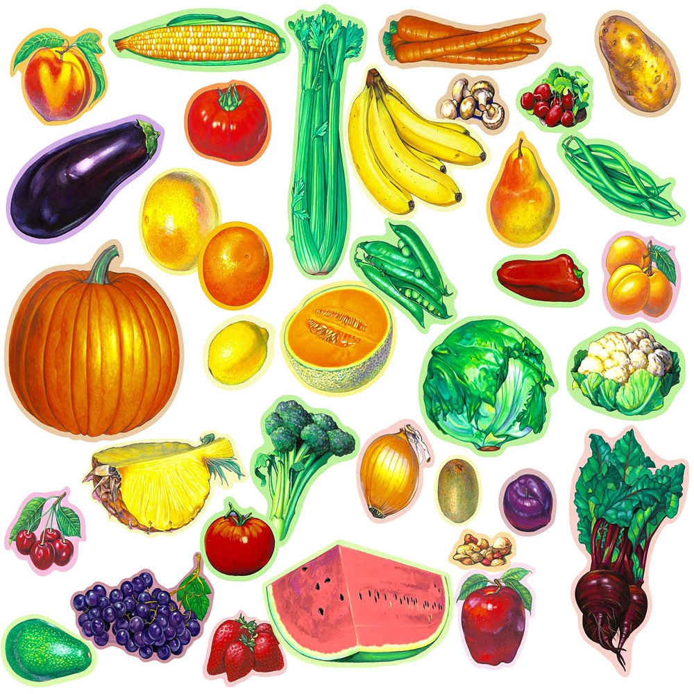 Story Time Felts 36 Piece Fruit, Nuts & Vegetable PRECUT Felt Flannel Board Figures Set