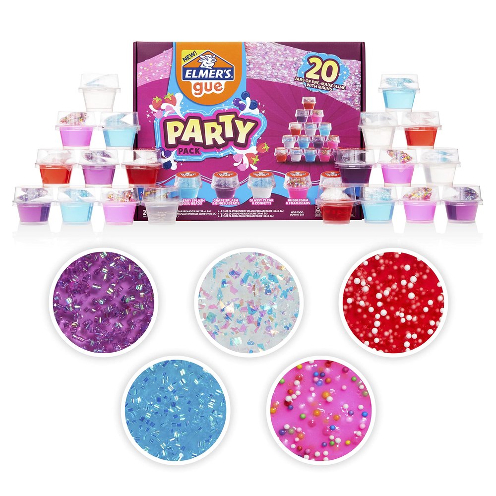 Elmers Gue Premade Slime Slime Kit Includes Fun Unique Add-Ins Party Pack 20 Count