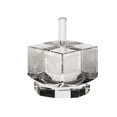 Dreidel -Scenes of Jerusalem Crystal with Silver - by Copa Judaica
