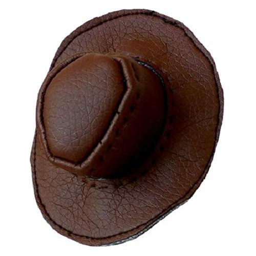 Miniature Cowboy Fedora Hat, Dollhouse Leather Cap Handmade 1:6 scale