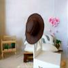 Miniature Cowboy Fedora Hat, Dollhouse Leather Cap Handmade 1:6 scale view 2
