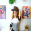 Miniature Cowboy Fedora Hat, Dollhouse Leather Cap Handmade 1:6 scale view 3