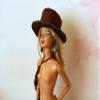 Miniature Cowboy Fedora Hat, Dollhouse Leather Cap Handmade 1:6 scale view 4
