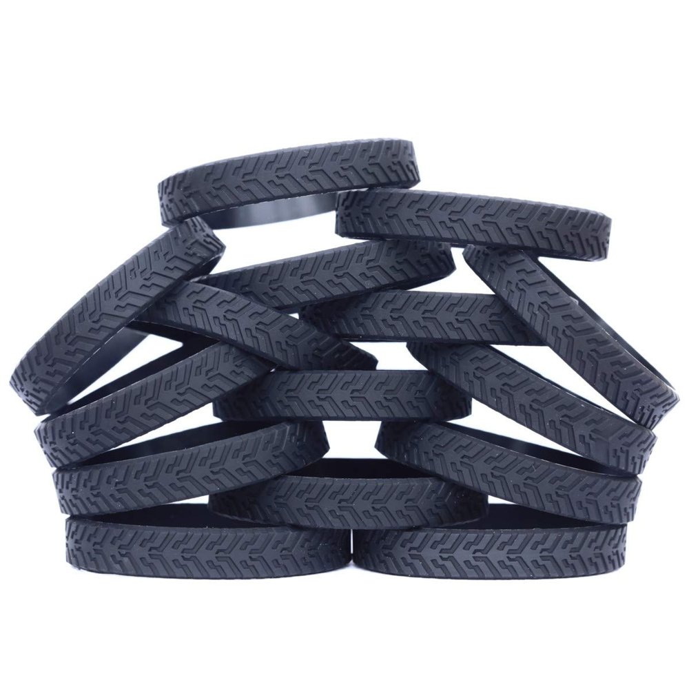 SayitBands 15 Black Tire Tread Silicone Wristbands