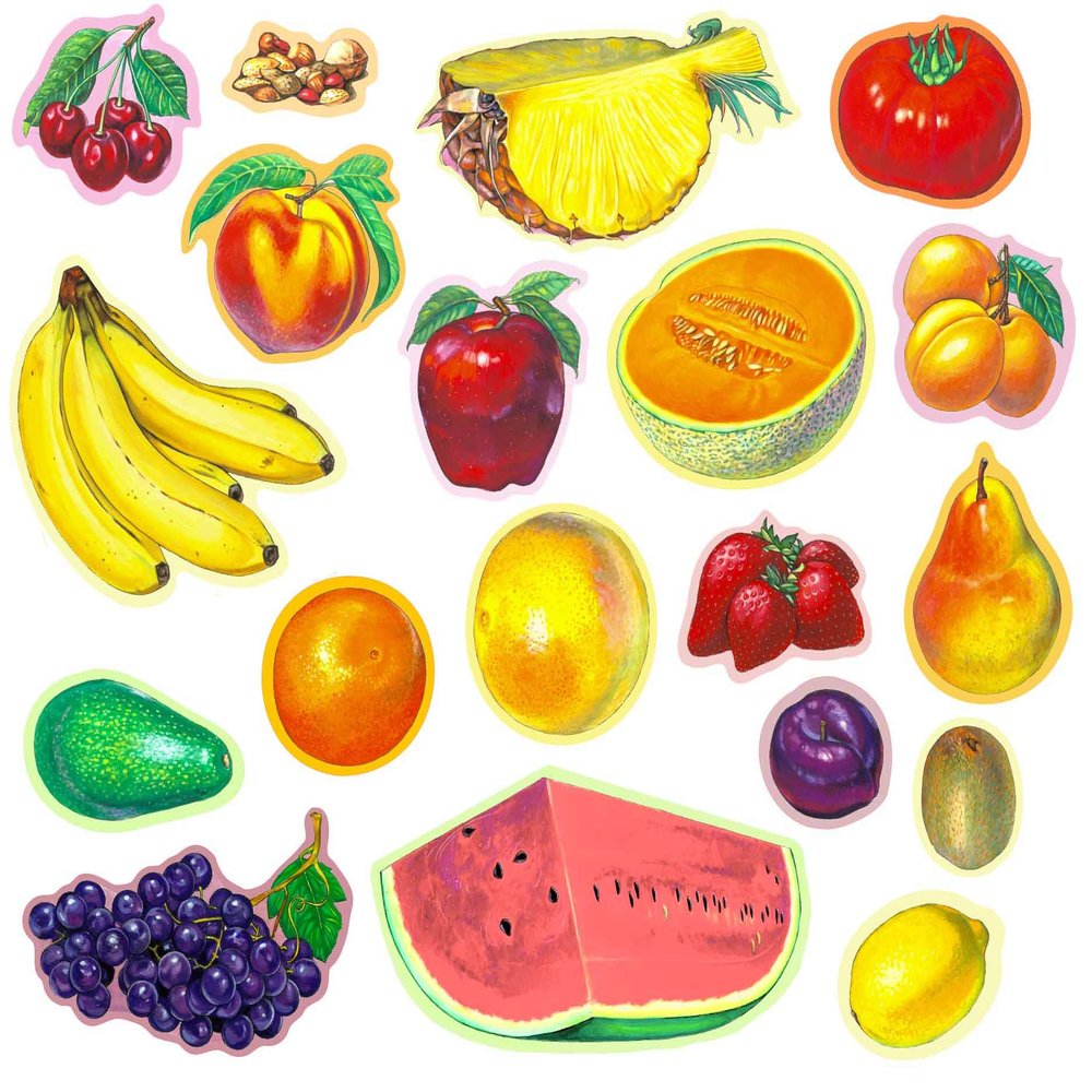 Fruits & Nuts Felt Figures 19 pieces