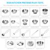 TekkPerry Kids Kitchen Pretend Play Toys, Cooking Toys Play Pots and Pans Set for Kids, 21pcs Small Stainless Steel Kitchen Cookware Kits Toys, Cookware Playset for Girls, Boys view 2