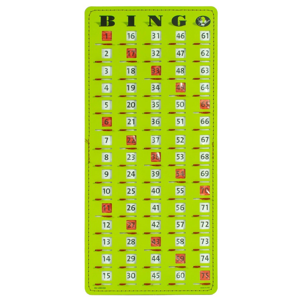 MR CHIPS Jam-Proof Finger Tip Master Bingo Card with Sliding Windows Large Cardboard Calling Cards Green Style