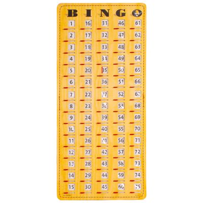 MR CHIPS Jam-Proof Finger Tip Master Bingo Card with Sliding Windows Large Cardboard Calling Cards Woodgrain Style
