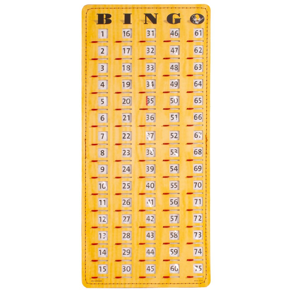 MR CHIPS Jam-Proof Finger Tip Master Bingo Card with Sliding Windows Large Cardboard Calling Cards Woodgrain Style
