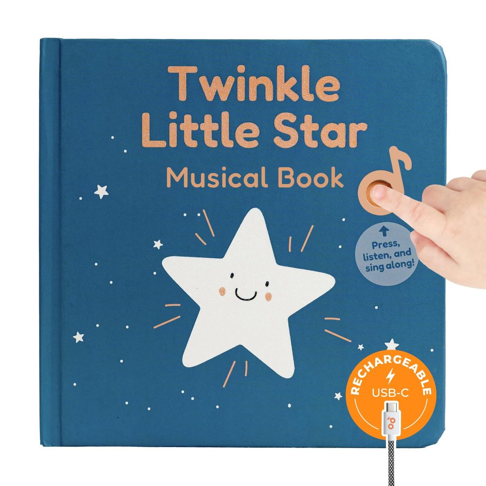Cali's Books Twinkle Twinkle Little Star USB-C Rechargeable Musical Book for 1-Year-Old | Sound Book for Toddlers 1-3 with Bedtime Lullabies Nursery Rhymes Musical Book
