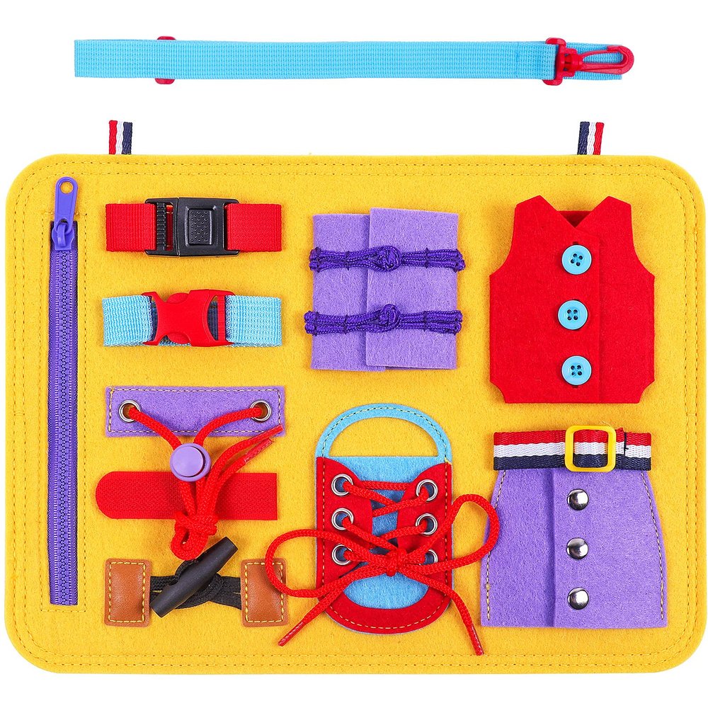 ABirdon Busy Board for Toddlers, Montessori Toys for Baby Learn Preschool Basic Skills, Sensory Toys for Practice Fine Motor Skills, Autism Educational Learning Toys for Airplane, Car or Home