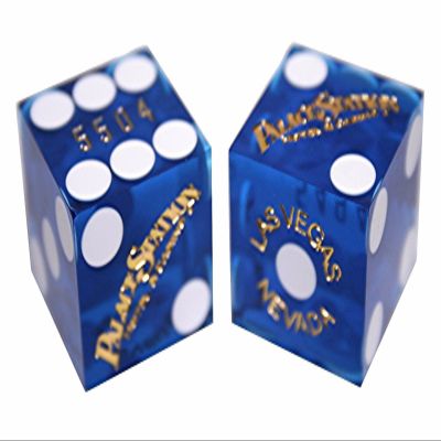 19mm Craps Dice Pair Matching Serial Numbers - Authentic Las Vegas Casino Table-Played Dice (Palace Station (Blue Polished))