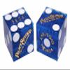 19mm Craps Dice Pair Matching Serial Numbers - Authentic Las Vegas Casino Table-Played Dice (Palace Station (Blue Polished)) view 1