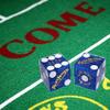 19mm Craps Dice Pair Matching Serial Numbers - Authentic Las Vegas Casino Table-Played Dice (Palace Station (Blue Polished)) view 3