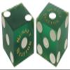 19mm Craps Dice Pair Matching Serial Numbers - Authentic Las Vegas Casino Table-Played Dice (Sunset Station (Green Frosted)) view 1