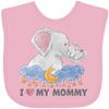 inktastic I Love My Mommy Cute Elephants with Moon and Stars Baby Bib Pink 3bde6 view 1