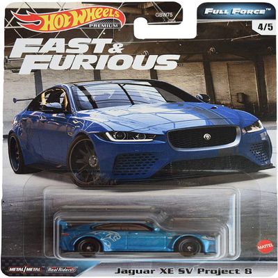 Mattel Hot Wheels Fast & Furious Full Force Jaguar XE SV Project 8 4/5, Blue