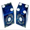 19mm Craps Dice Pair Matching Serial Numbers - Authentic Las Vegas Casino Table-Played Dice (Four Queens (Blue Polished)) view 1