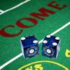 19mm Craps Dice Pair Matching Serial Numbers - Authentic Las Vegas Casino Table-Played Dice (Four Queens (Blue Polished)) view 3