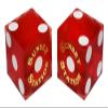 19mm Craps Dice Pair Matching Serial Numbers - Authentic Las Vegas Casino Table-Played Dice (Sunset Station (Red Frosted)) view 1