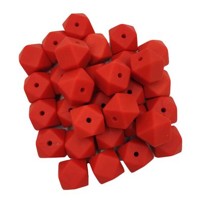 50pcs Mandarin Red Color 14mm Hexagon Silicone Beads for Keychain Silicone Geometry Octagonal Spacer Beads Mom Lanyard Jewelry Making