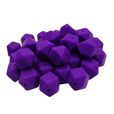 30pcs Classic Purple Color 14mm Silicone Hexagon Pearl Beads Silicone Geometry Spacer Beads for DIY Beading Mom Jewelry Necklace Making
