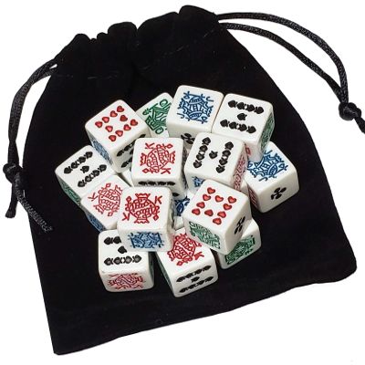 Cyber-Deals White Poker Dice (New 2020 Design) with Black Velvet Storage Pouch (Set of 20)