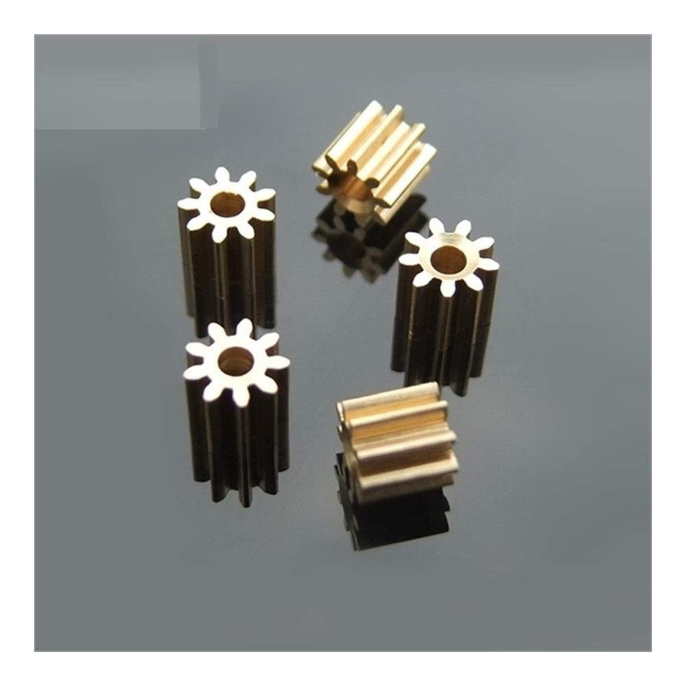 DINGGUANGHE-CUP Power Transmission Products 92A Brass Gear Pore 1.95 mm Shaft 9 Teeth Motor Shaft Gears Modulus 0.5 for DIY Toys RC Model Cars (10Pcs) Ball Bearings