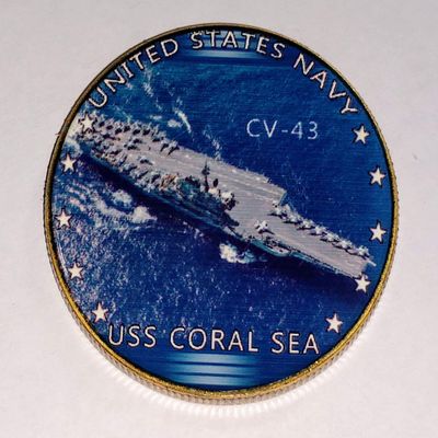 US Navy USS Coral Sea CV-43 Colorized Challenge Art Coin