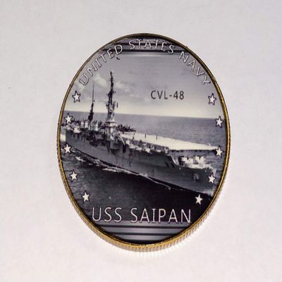 US Navy USS Saipan CVL-48 Colorized Challenge Art Coin