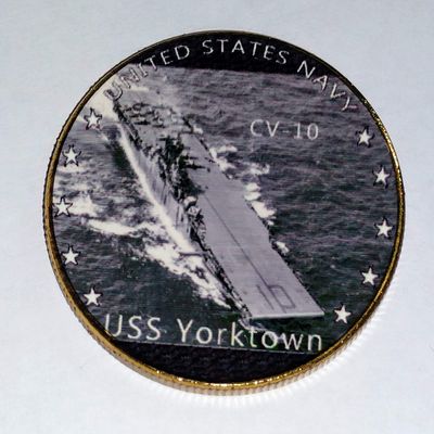 US Navy USS Yorktown CV-10 Colorized Challenge Art Coin