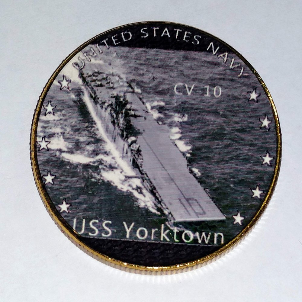 US Navy USS Yorktown CV-10 Colorized Challenge Art Coin