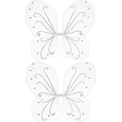 Sumind 2 Pieces White Fairy Wings for Butterfly Fairy Costume Angel Wings for Dress Up Halloween Costume Accessory