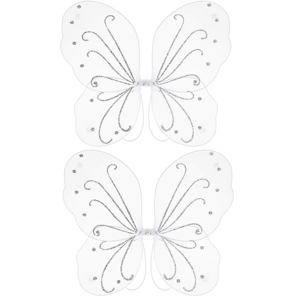 Sumind 2 Pieces White Fairy Wings for Butterfly Fairy Costume Angel Wings for Dress Up Halloween Costume Accessory