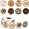 600 Pieces 50th Birthday Roll Stickers, Black Gold Round Shape Candy Present Labels for 50th Birthday Party Favor Anniversary Party Supplies, 1.5 x 1.5 Inch view 1