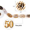 600 Pieces 50th Birthday Roll Stickers, Black Gold Round Shape Candy Present Labels for 50th Birthday Party Favor Anniversary Party Supplies, 1.5 x 1.5 Inch view 2