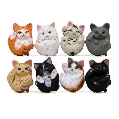 Beauy Girl 8 Pcs Deluxe Realistic Cat Figurines, Mini Resin Cat Figurines, Realistic Kittens Collection for Home Decor, Cat Cake Topper Kitten Cake Decoration Fairy Garden Decoration