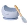 Saro Nature by Kalencom"Wave" Feeding Set - Baby's Feeding Bowl and Spoon Set - Includes 1 Silicone Bowl with Suction Cup Base and 1 Silicone/Beechwood Spoon (Blue) view 1