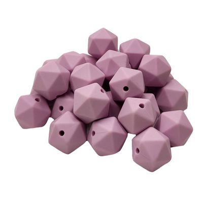 50pcs Lilac Purple Color 14mm Silicone Polyhedron Beads Silicone Geometry Icosahedron Beads for Mom Jewelry Necklace Making