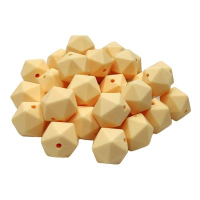 30pcs Beige Color 14mm Silicone Polyhedron Beads Silicone Geometry Icosahedron Beads for Mom Jewelry Necklace Making