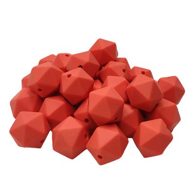30pcs Fusion Coral Color 14mm Silicone Polyhedron Beads Silicone Geometry Icosahedron Beads for Mom Jewelry Necklace Making