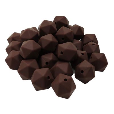 30pcs Coffee Color 14mm Silicone Polyhedron Beads Silicone Geometry Icosahedron Beads for Mom Jewelry Necklace Making