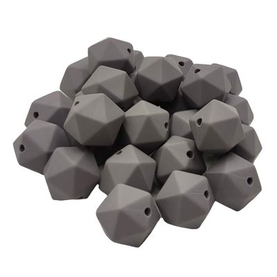 30pcs Light Gray Color 14mm Silicone Polyhedron Beads Silicone Geometry Icosahedron Beads for Mom Jewelry Necklace Making